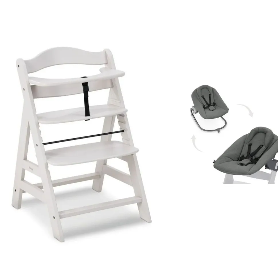 Chaise haute évolutive alpha crème+ transat premium dark grey