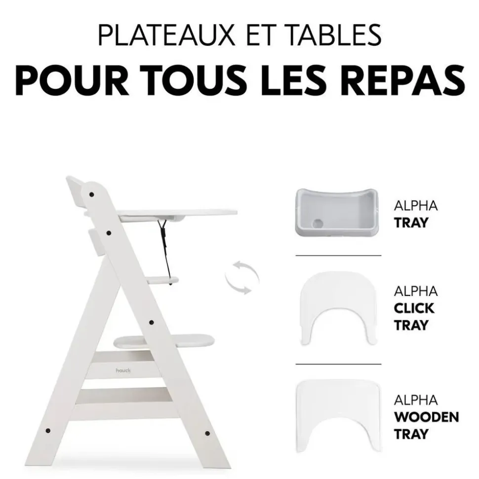 Chaise haute évolutive alpha crème+ transat premium dark grey