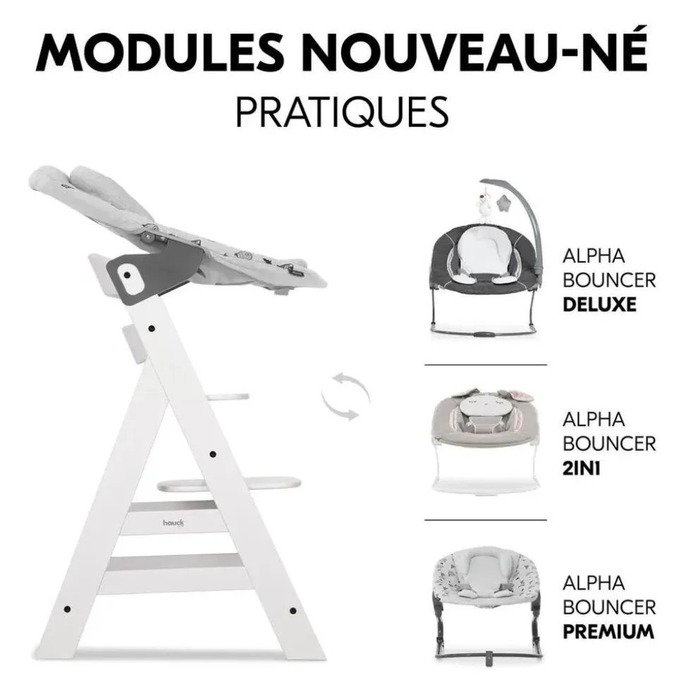 Chaise haute évolutive alpha crème+ transat premium dark grey
