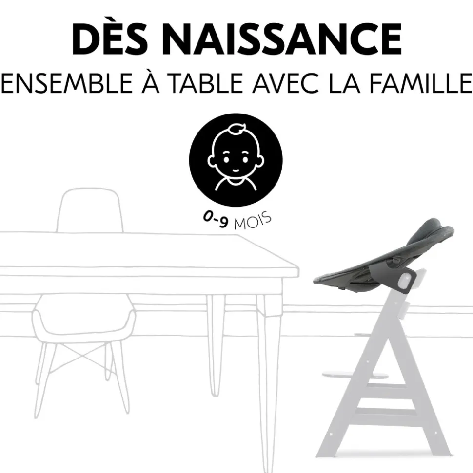 Chaise haute évolutive alpha crème+ transat premium dark grey