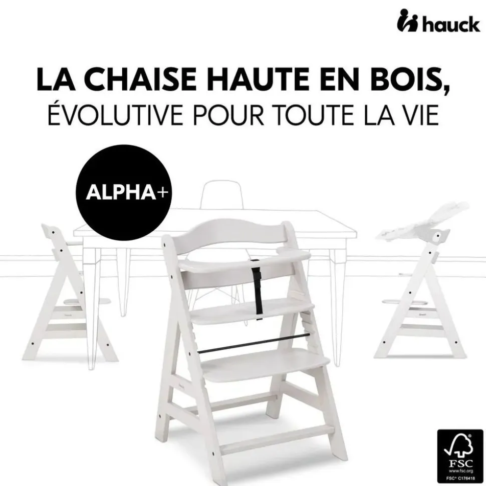 Chaise haute évolutive alpha crème+ transat premium dark grey