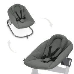 Chaise haute évolutive alpha crème+ transat premium dark grey