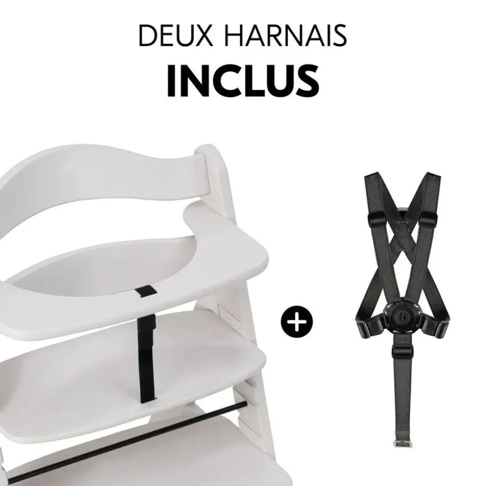 Chaise haute évolutive alpha crème+ transat premium dark grey