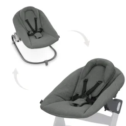 Chaise haute évolutive alpha noir + transat premium dark grey