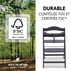 Chaise haute évolutive alpha noir + transat premium dark grey
