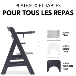 Chaise haute évolutive alpha noir + transat premium dark grey