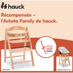 Chaise haute évolutive arketa bois naturel oak + coussin select jersey beige