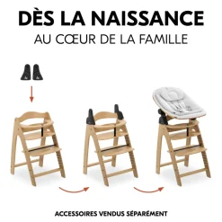 Chaise haute évolutive arketa bois naturel oak + coussin select jersey beige