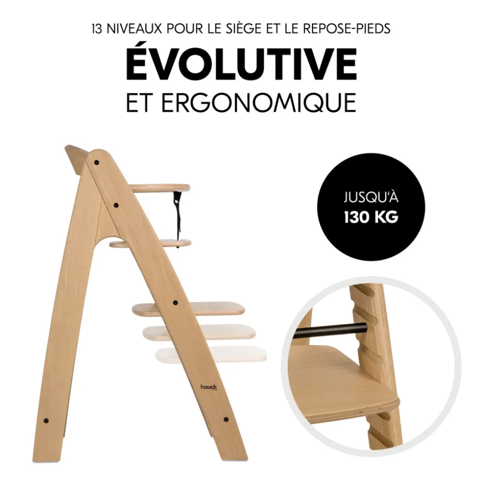 Chaise haute évolutive arketa bois naturel oak