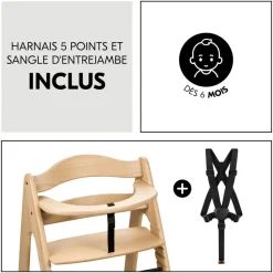 Chaise haute évolutive arketa bois naturel oak