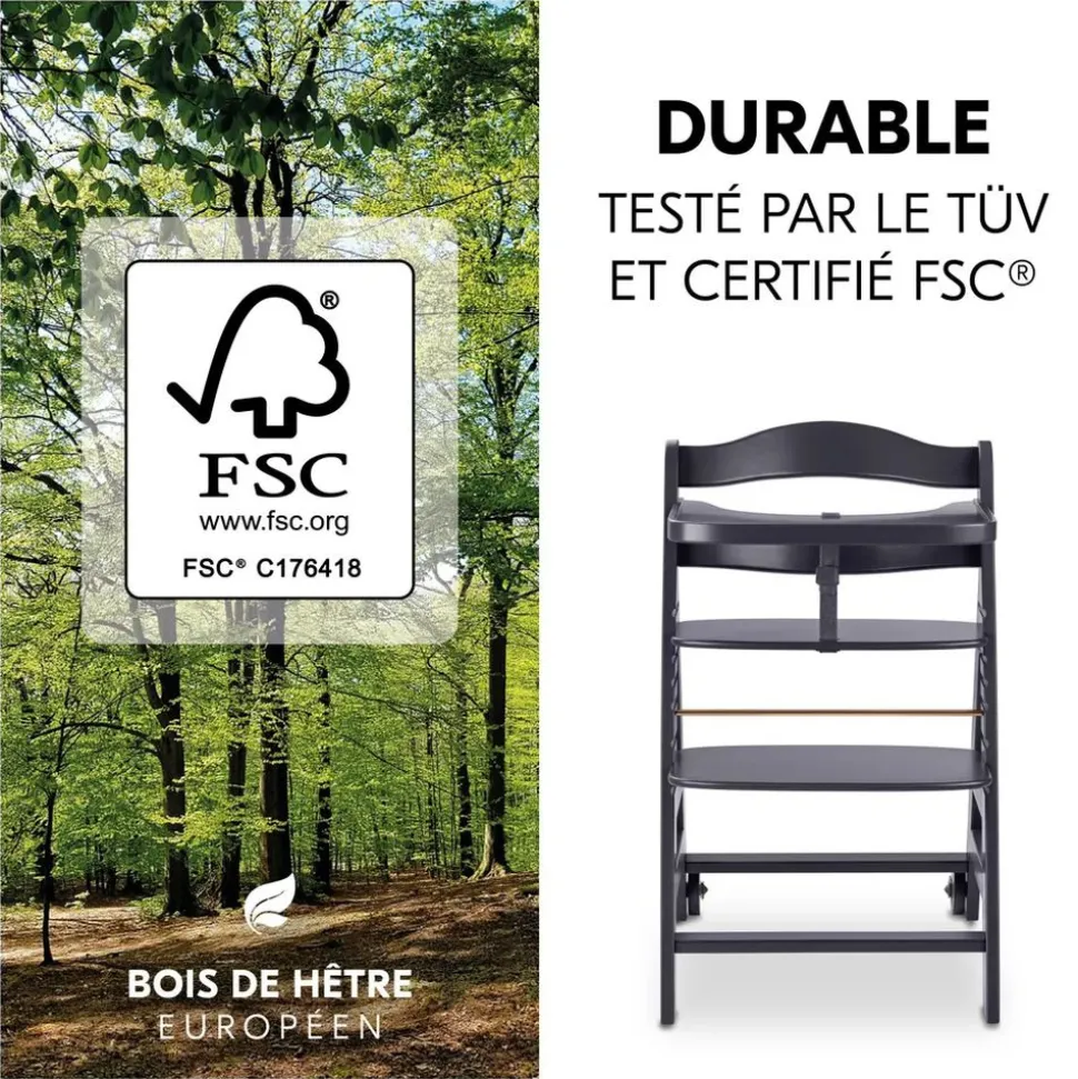 Chaise haute évolutive beta+ 3 en 1 dark grey avec newborn set premium dark grey