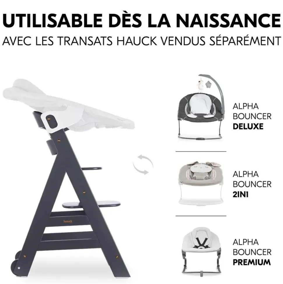 Chaise haute évolutive beta+ 3 en 1 dark grey avec newborn set premium dark grey