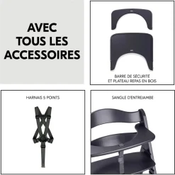 Chaise haute évolutive beta+ 3 en 1 dark grey avec newborn set premium dark grey
