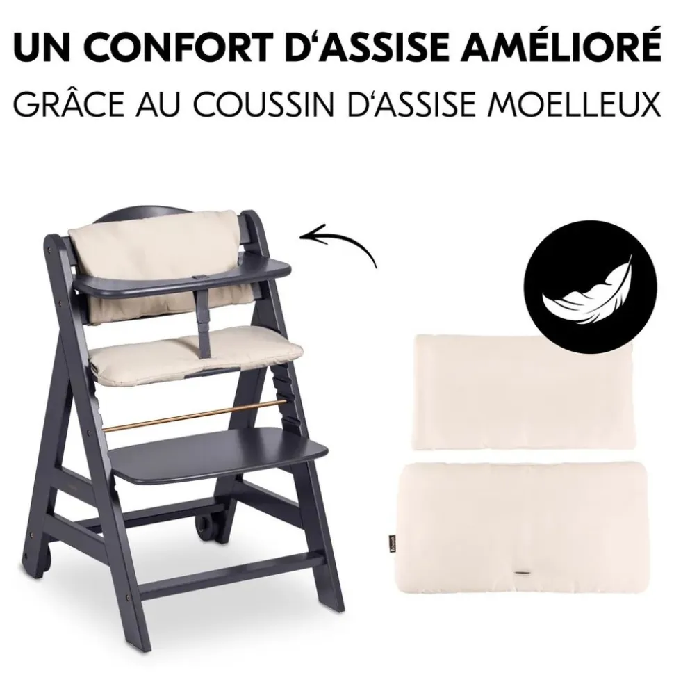 Chaise haute évolutive beta+ 3 en 1 dark grey avec newborn set premium dark grey