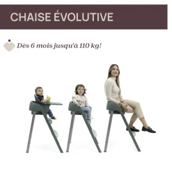 Chaise haute évolutive crescendo up 2en1 imperial green re_lux + siège de naissance