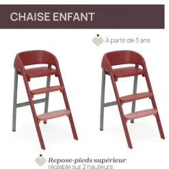 Chaise haute évolutive crescendo up 2en1 colorado red re_lux + siège de naissance