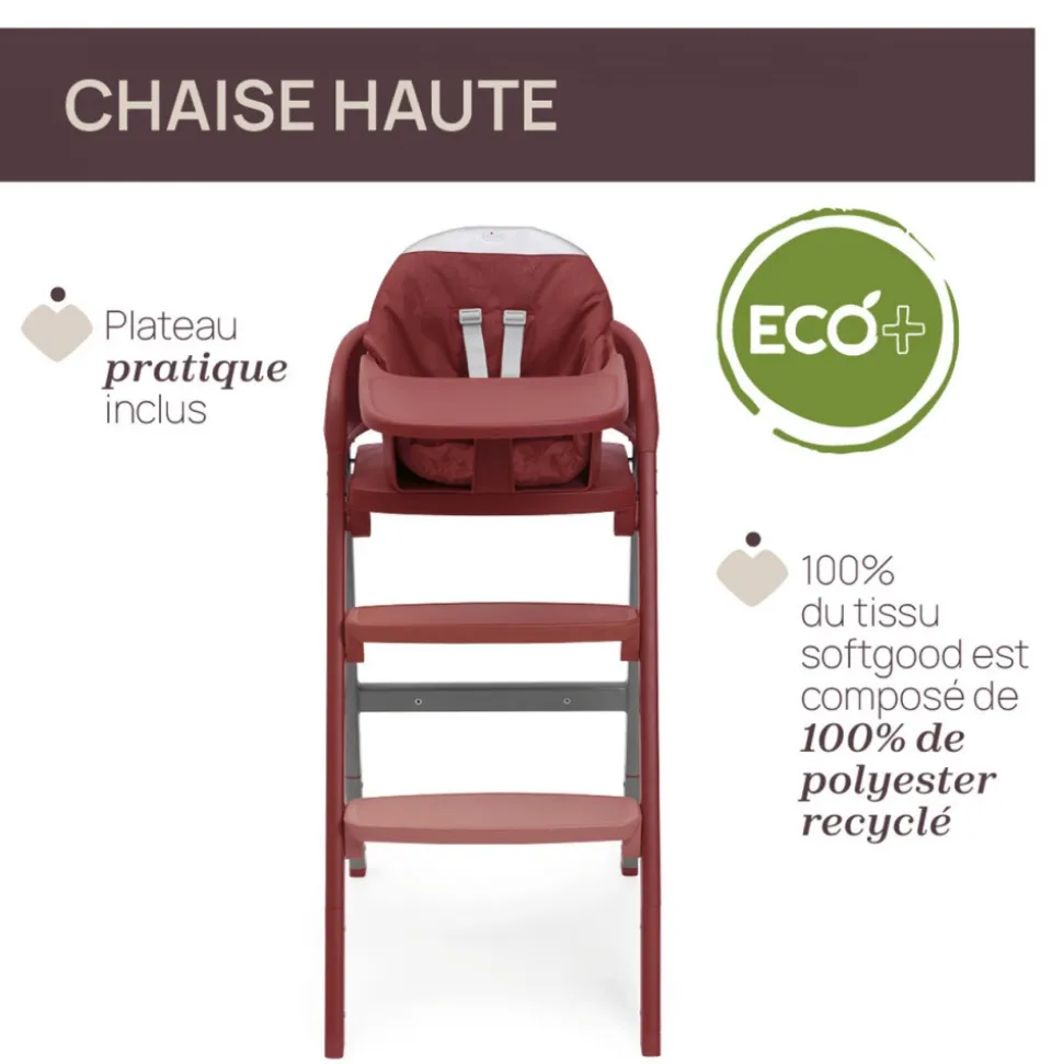Chaise haute évolutive crescendo up 2en1 colorado red re_lux + siège de naissance