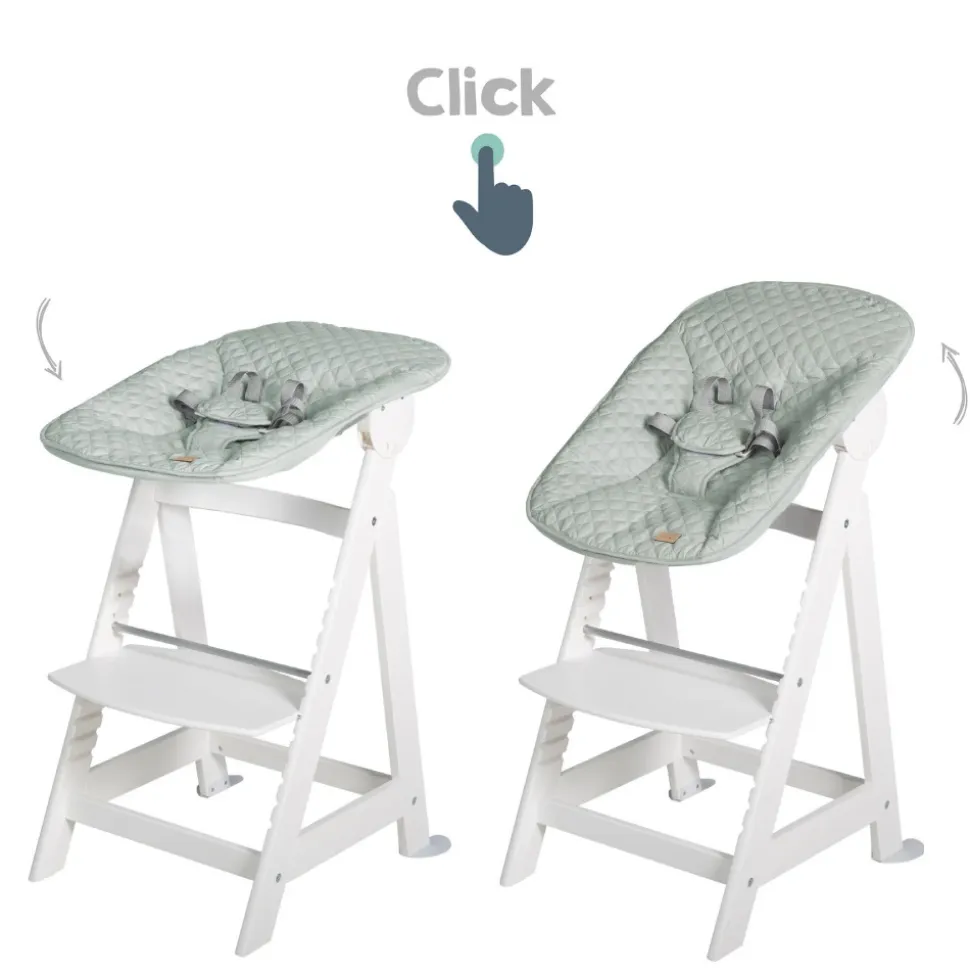 Chaise haute évolutive 2en1 born up blanc vert givré