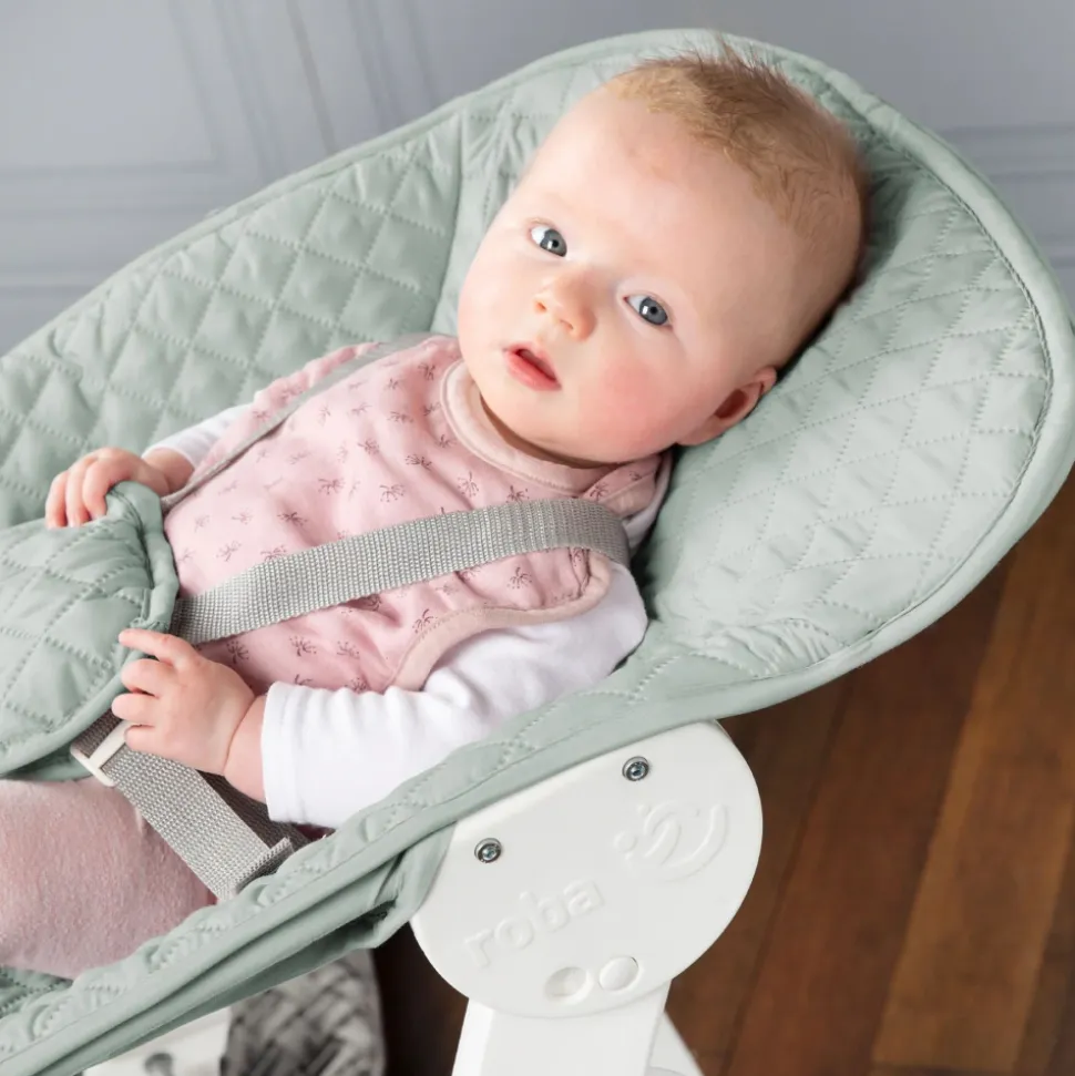 Chaise haute évolutive 2en1 born up blanc vert givré
