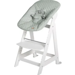 Chaise haute évolutive 2en1 born up blanc vert givré