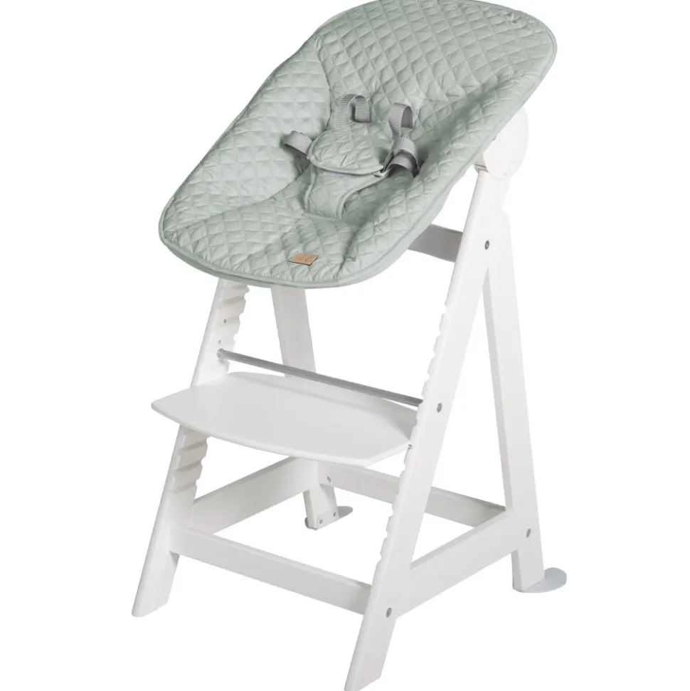 Chaise haute évolutive 2en1 born up blanc vert givré