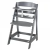 Chaise haute évolutive 2en1 born up gris graphite matelassé
