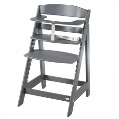Chaise haute évolutive 2en1 born up gris graphite matelassé