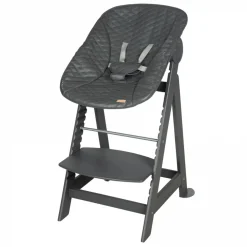 Chaise haute évolutive 2en1 born up gris graphite matelassé