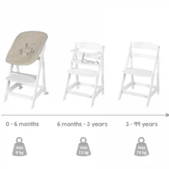 Chaise haute évolutive 2en1 born up blanc greyish matelassé