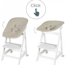 Chaise haute évolutive 2en1 born up blanc greyish matelassé