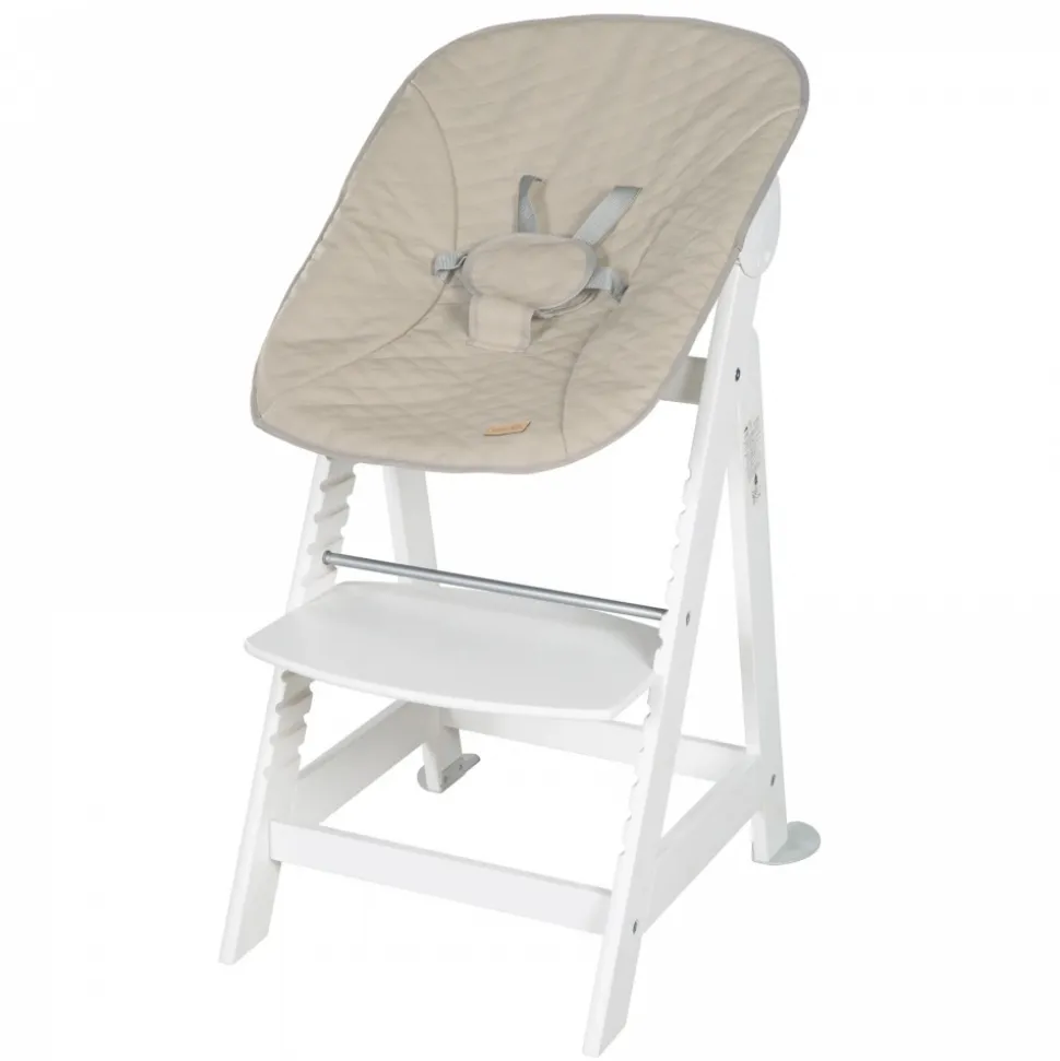 Chaise haute évolutive 2en1 born up blanc greyish matelassé
