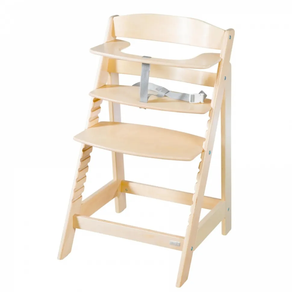 Chaise haute évolutive 2en1 born up naturel greyish matelassé