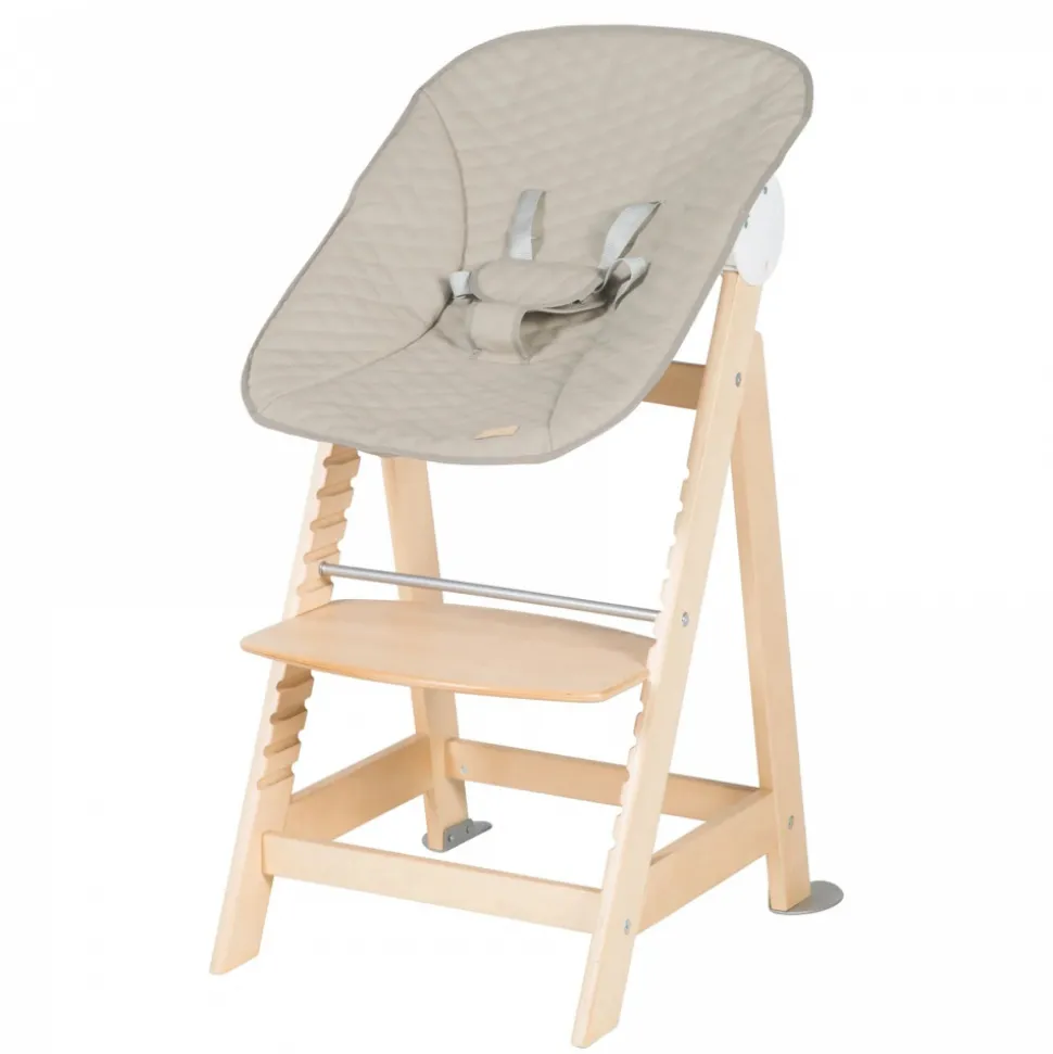 Chaise haute évolutive 2en1 born up naturel greyish matelassé