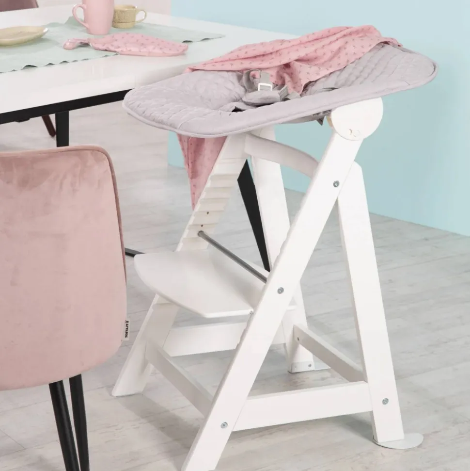 Chaise haute évolutive 2en1 born up blanc gris