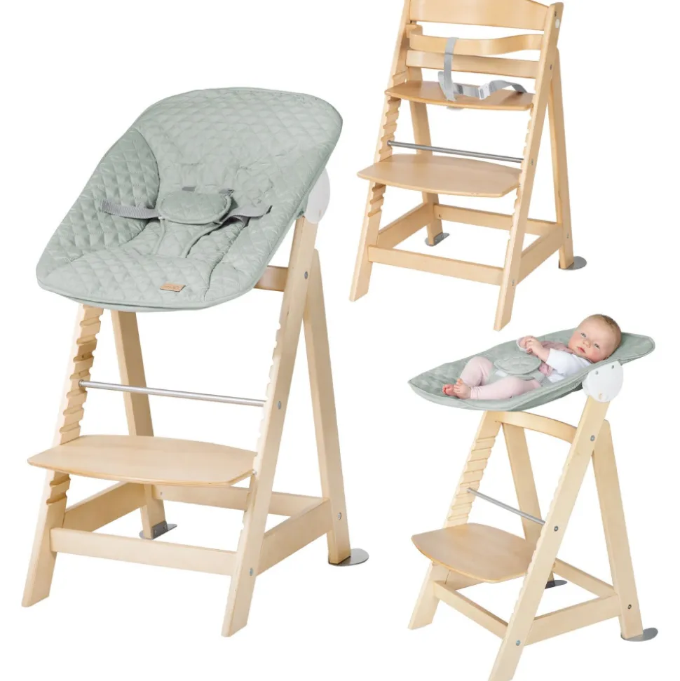 Chaise haute évolutive 2en1 born up naturel vert givré