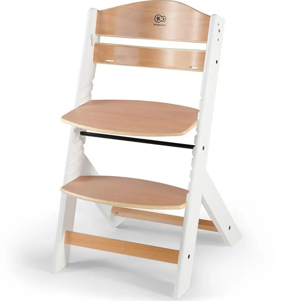 Chaise haute évolutive enock blanc avec coussins gris
