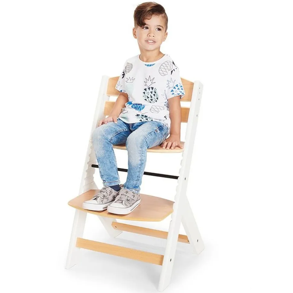Chaise haute évolutive enock blanc avec coussins gris