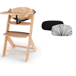 Chaise haute évolutive enock naturel + coussins black et plateau