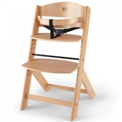 Chaise haute évolutive enock naturel + coussins gris et plateau