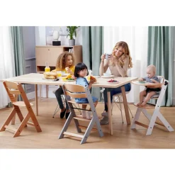 Chaise haute évolutive enock naturel et gris + coussins gris