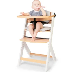 Chaise haute évolutive enock naturel et gris + coussins gris
