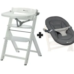 Chaise haute évolutive 2-en-1 timba 2 white + transat tinted graphite