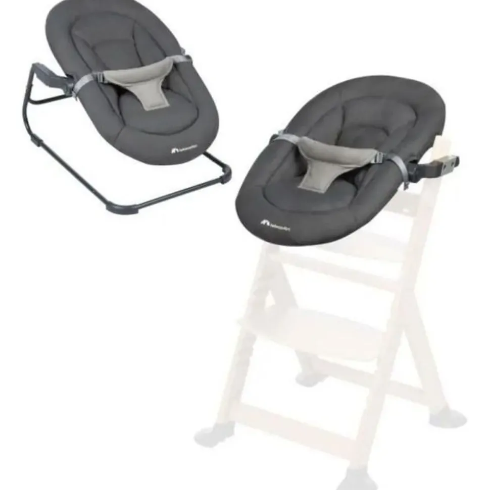 Chaise haute évolutive 2-en-1 timba 2 natural wood + transat tinted graphite