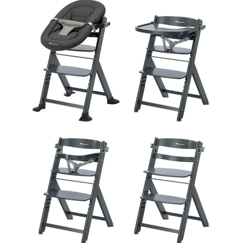 Chaise haute évolutive 2-en-1 timba 2 warm gray + transat tinted graphite