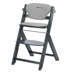 Chaise haute évolutive 2-en-1 timba 2 avec coussin mineral graphite + transat tinted graphite