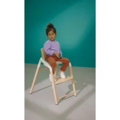 Chaise haute évolutive giraffe + baby set + tablette bois neutre et blanc