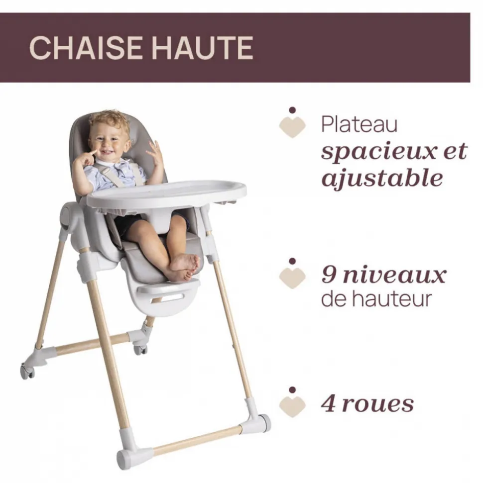 Chaise haute évolutive polly armonia motherpearl