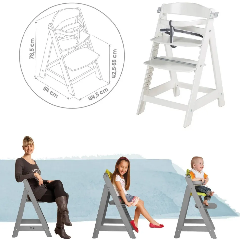 Chaise haute évolutive sit up click & fun bois blanc