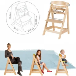 Chaise haute évolutive sit up fun bois naturel