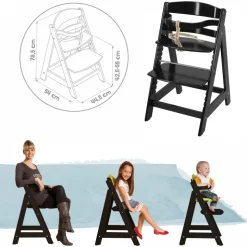 Chaise haute évolutive sit up lll bois noir laqué